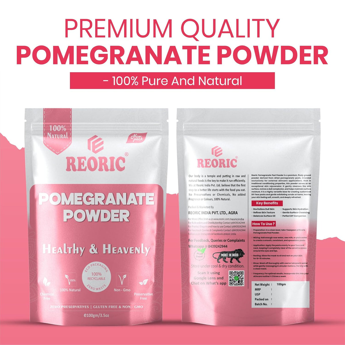 REORIC Natural Pomegranate Powder for Face Pack -100g