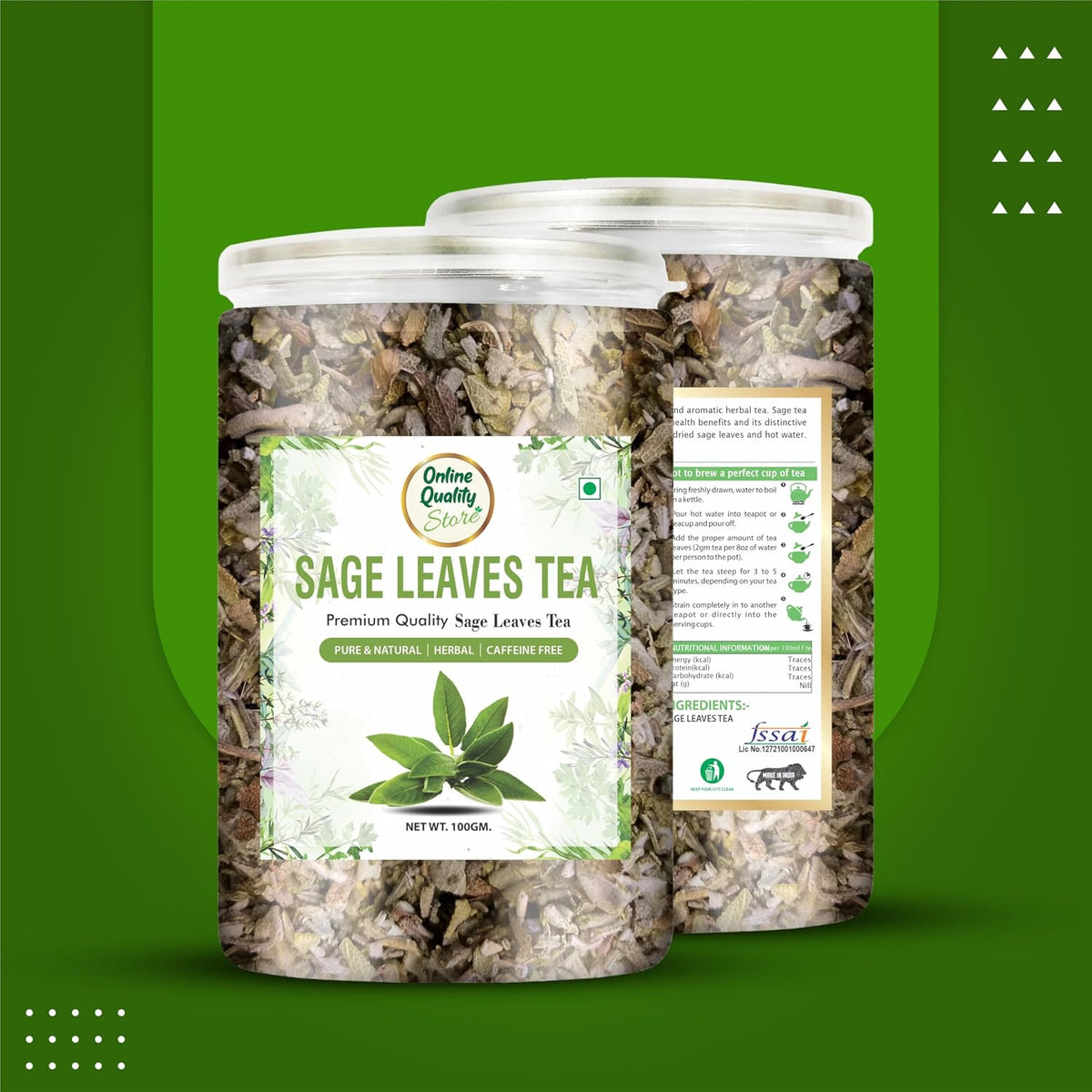 Online Quality Store Dried Sage Leaves Tea 100gm | 100% Pure & Original Sage Leaves Herbal Tea