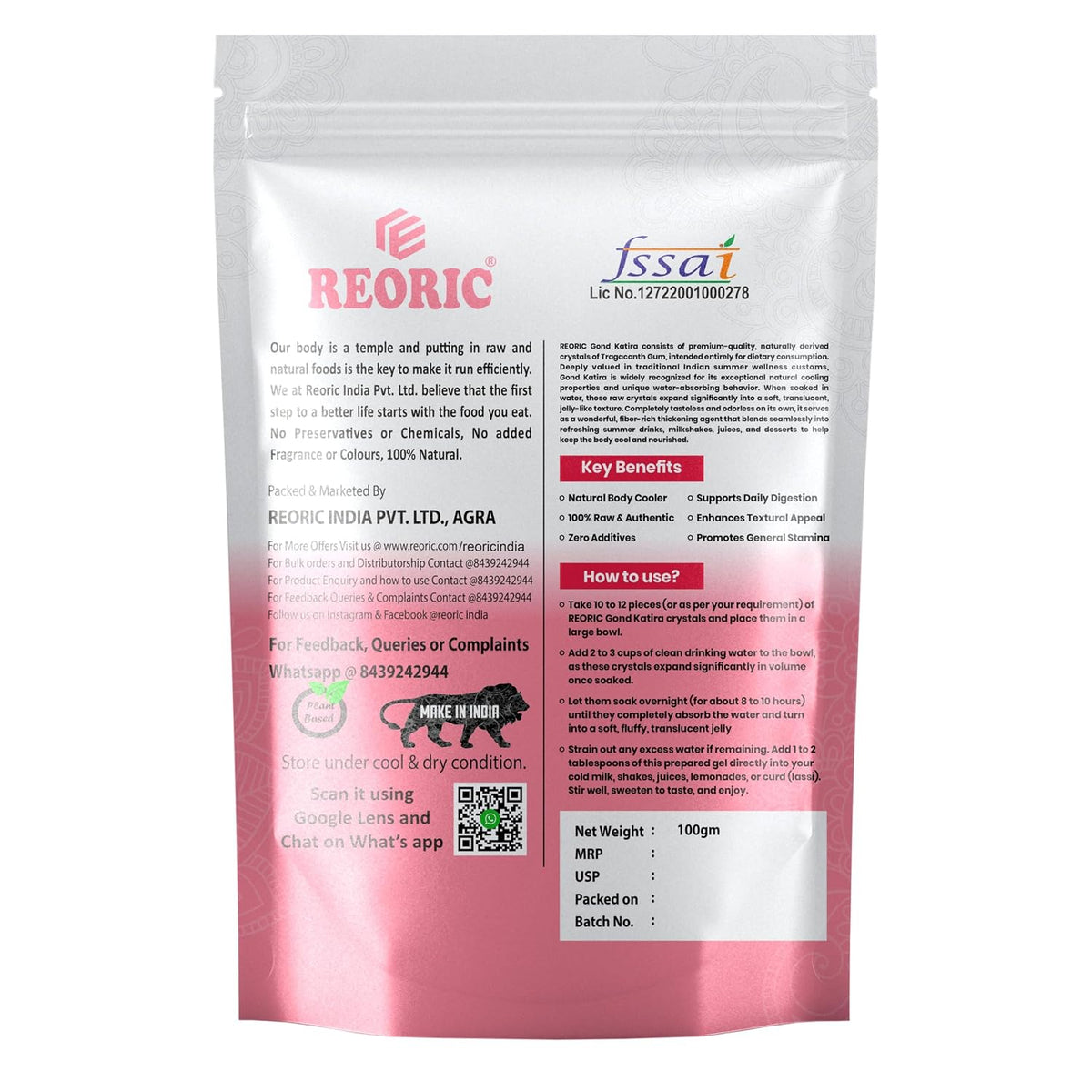 REORIC Pure and Natural Gond Katira -100g