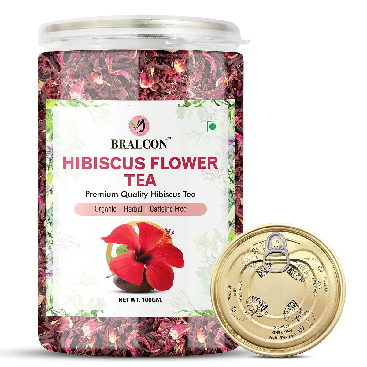 BRALCON Organic Herbal Tea Combo Pack- Hibiscus Flower Tea, Rose Flower Tea- 200g (100g x 2 Pack)