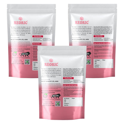 REORIC Kasturi Turmeric, Rose & Ubtan Powder Face Pack 300g (100g Pack of 3)