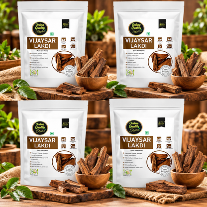 Online Quality Store Vijaysar Lakdi- 400g|Vijaysar Bark/Chaal|Indian Kino|Pterocarpus Marsupium Bark
