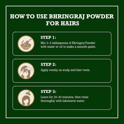 BRALCON Bhringraj Powder for Hair Oil, Hair Masks & Packs (100g) - 100% Natural, Chemical Free