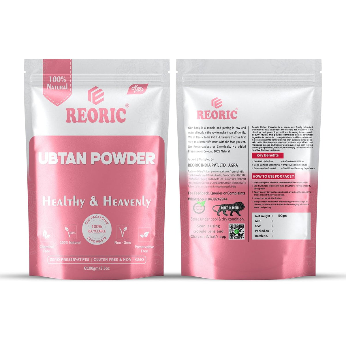 Reoric Pure Ubtan Powder for Face -100g