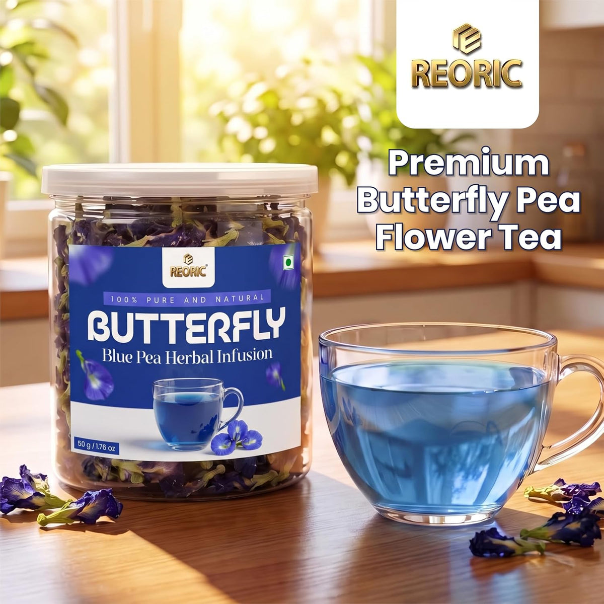 REORIC Whole Dried Butterfly Pea Flower Tea 50g