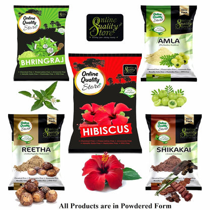 Online Quality Store Amla Reetha Shikakai Bhringraj and Hibiscus Powder for Hair