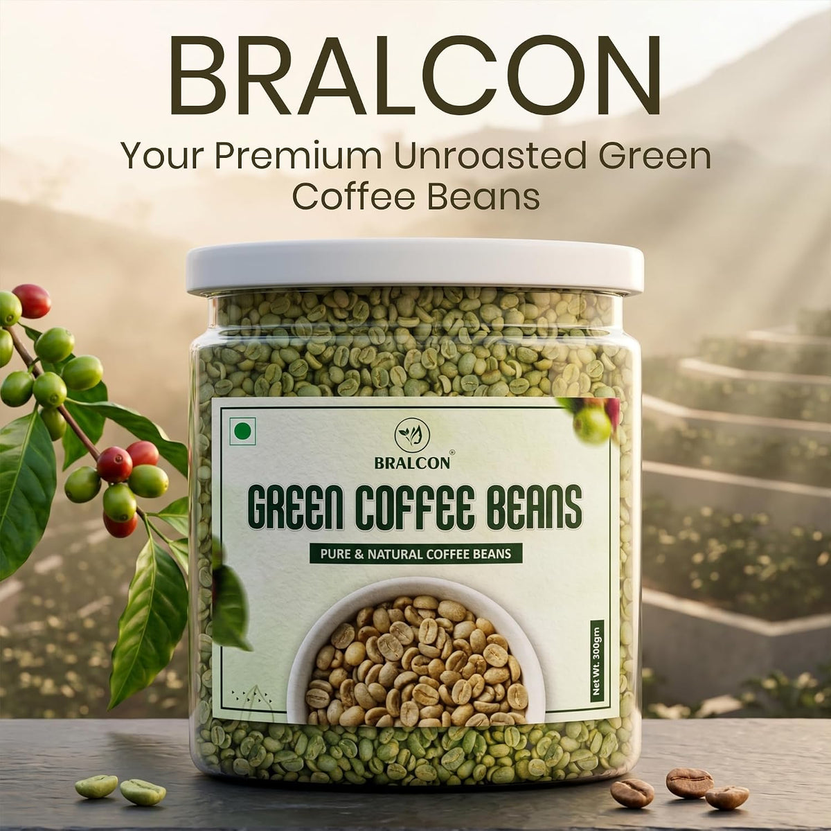 BRALCON Natural Unroasted Green Coffee Beans - 300g