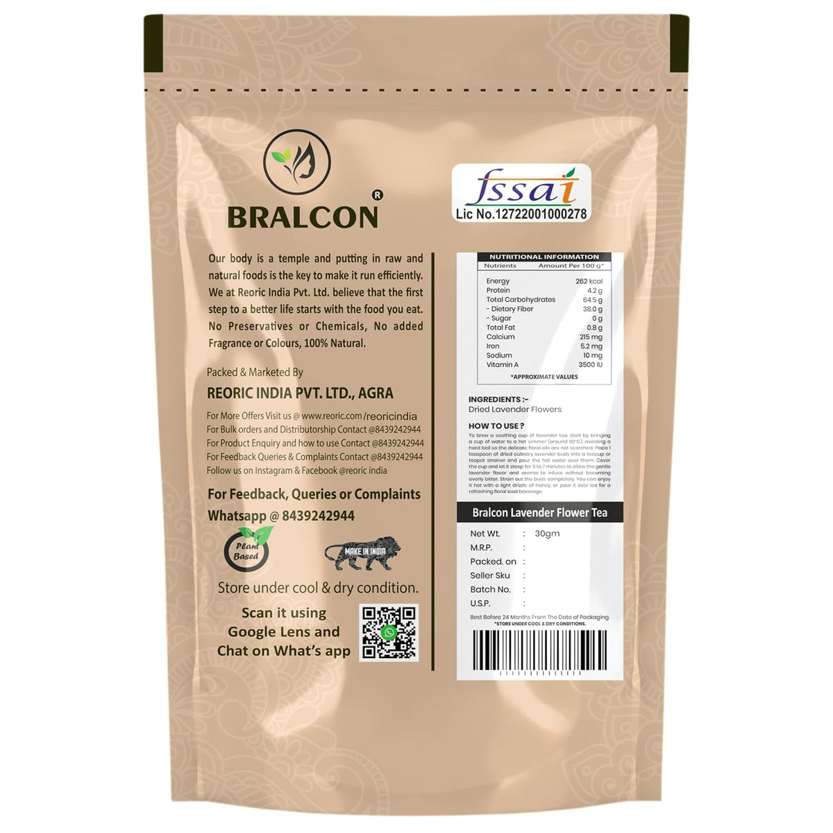 Bralcon Premium Dried Lavender Flower Tea 30g