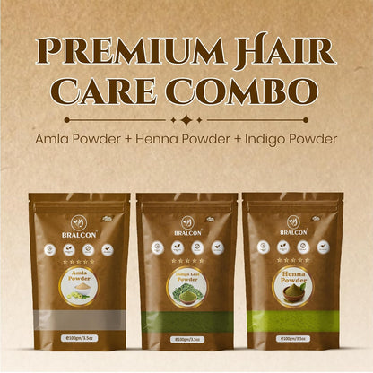Bralcon Henna, Indigo and Amla Powder Combo (100g Each)