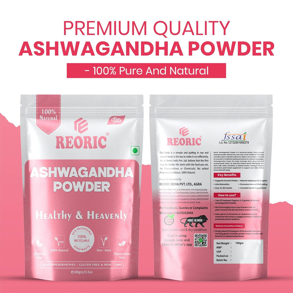 REORIC Ashwagandha Powder -100g