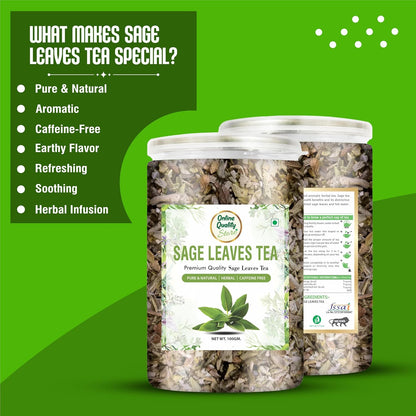 Online Quality Store Dried Sage Leaves Tea 100gm | 100% Pure & Original Sage Leaves Herbal Tea