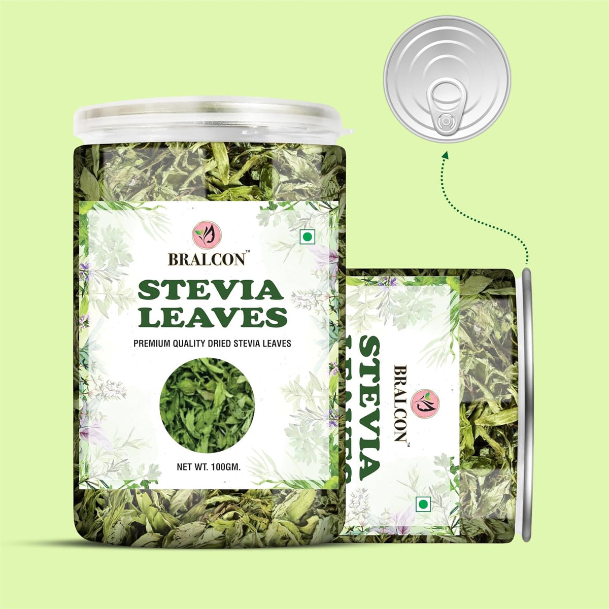 BRALCON Sugarfree Sweetener - 100% Pure Stevia Leaves Extract - Natural Stevia Dry Leaves 100gm