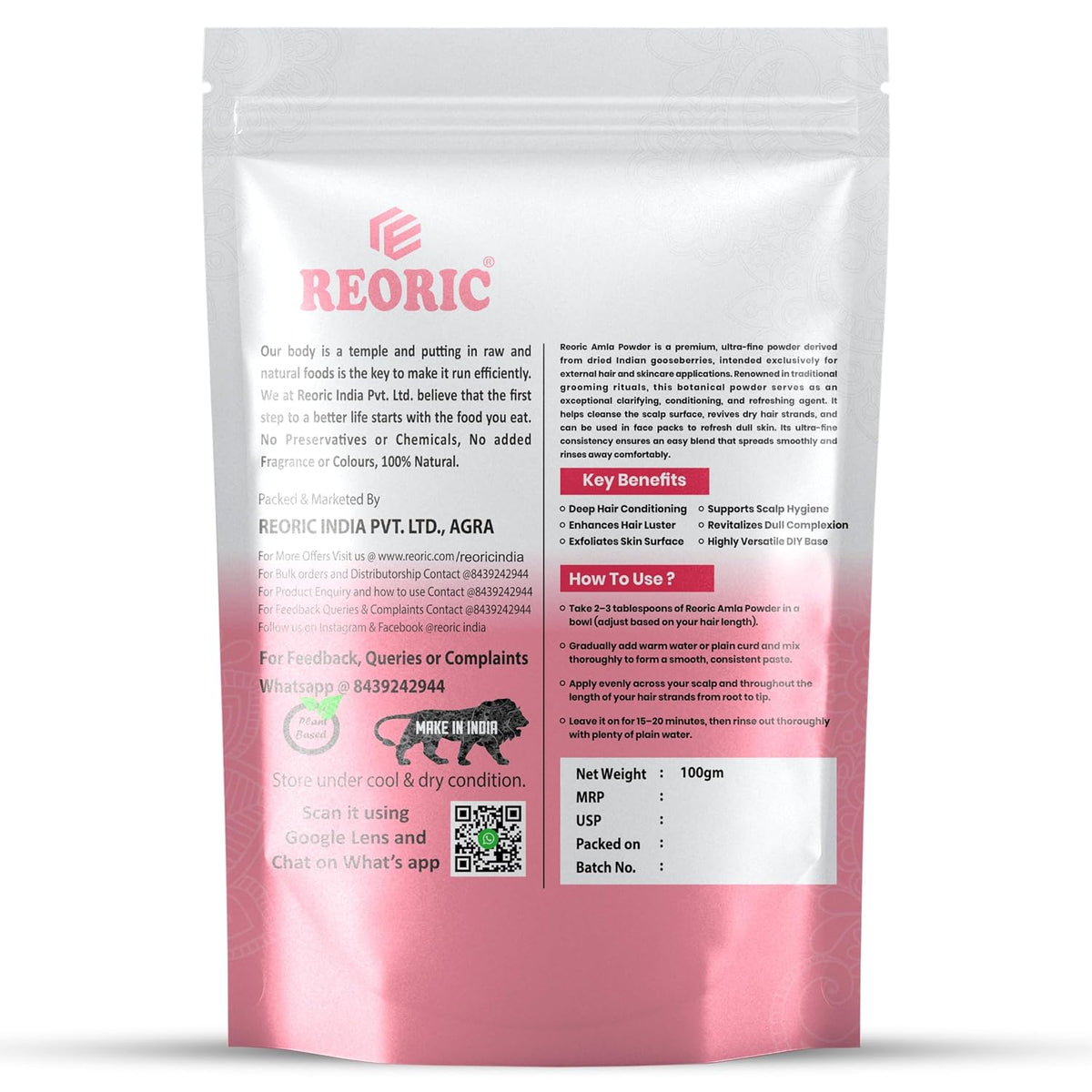 REORIC Amla Powder for Hair Care -100g