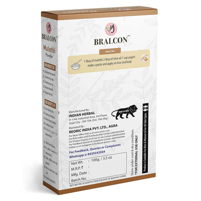BRALCON Orange, Mulethi, Manjistha Powder Combo -300g(100g x 3 Pack) for Face Masks, Glowing skin, Hair