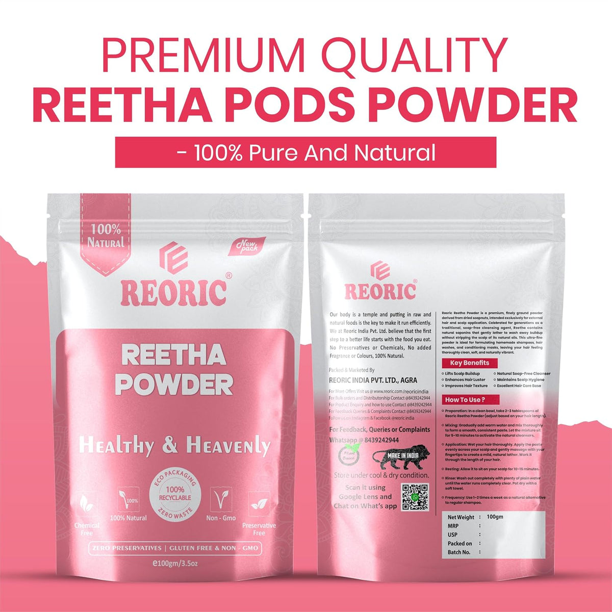 REORIC Reetha Powder for Hair Wash & Scalp Care -100g