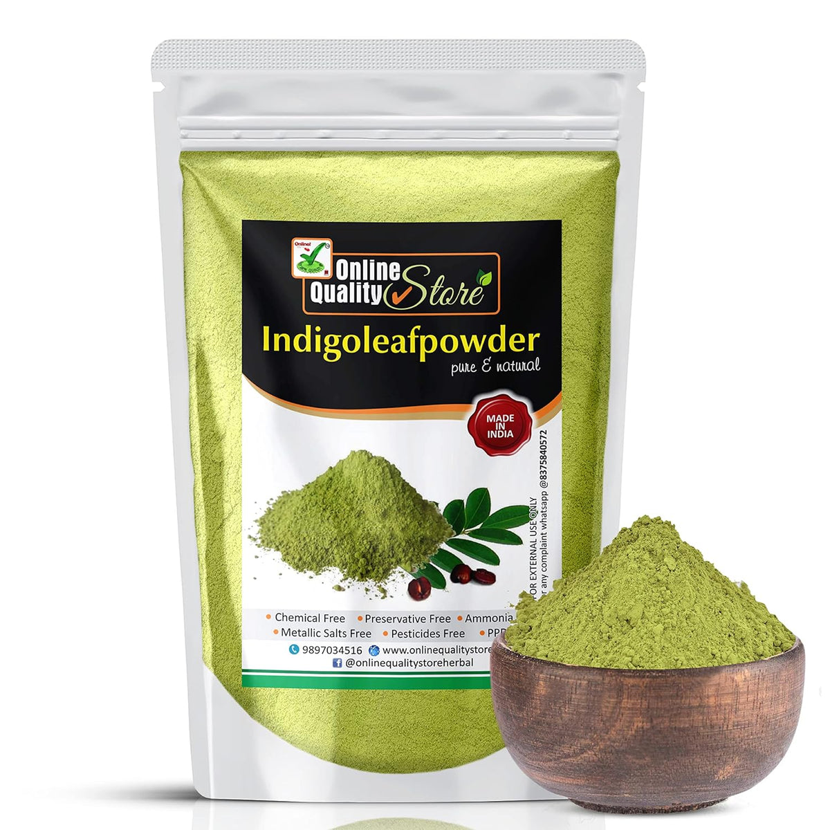 Online Quality Store Indigo powder for hair and Beard Dye - Black - Pure and Natural Lab tested (200 gram)