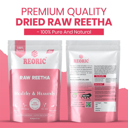 REORIC Raw Reetha Whole Dried Soapnuts for DIY Hair Wash & Scalp Cleansing, 100g