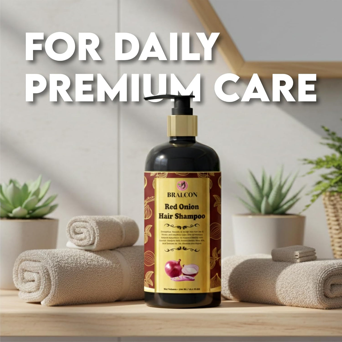 BRALCON Red Onion Hair Shampoo, Strengthens and Nourishes Hair - 300 ML