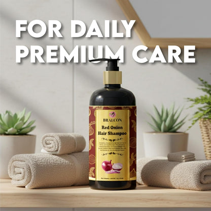 BRALCON Red Onion Hair Shampoo, Strengthens and Nourishes Hair - 300 ML