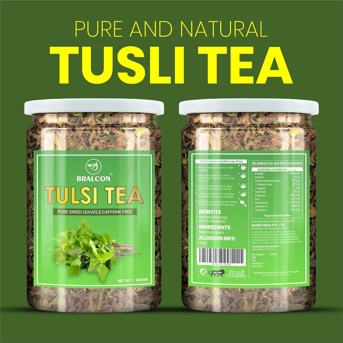 BRALCON Pure Tulsi Herbal Tea -100g