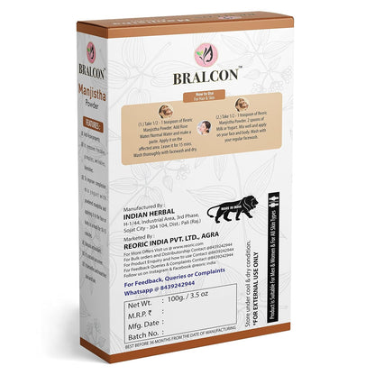 BRALCON Orange, Mulethi, Manjistha Powder Combo -300g(100g x 3 Pack) for Face Masks, Glowing skin, Hair