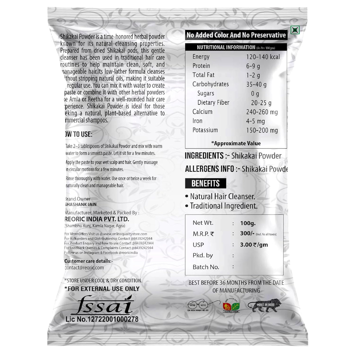 Amla, Reetha, Shikakai, Hibiscus, Bhringraj - 100g each (100 X 5 Pack) || Natural Herbal Powder Combo for Hairs || Chemical Free (Pack of 5, 100g each, Total 500 g Pack)