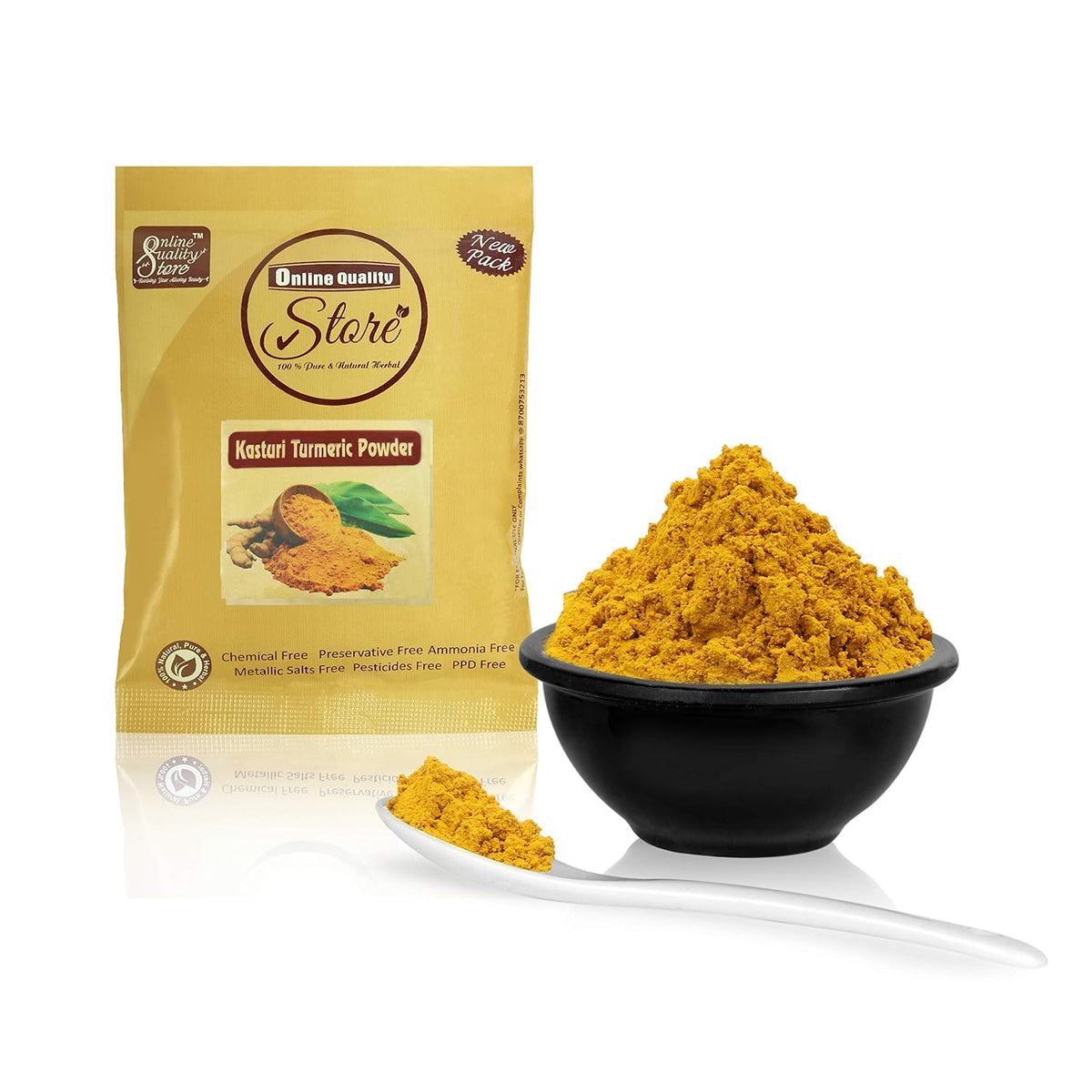 Online Quality Store Combo of Multani Mitti Powder (50g) with Kasturi Turmeric Powder (50g) Orange Powder (50g), Neem Powder (50g), Chandan Powder (50g) and Rose Powder (50g) (Total 300g, Pack of 6)