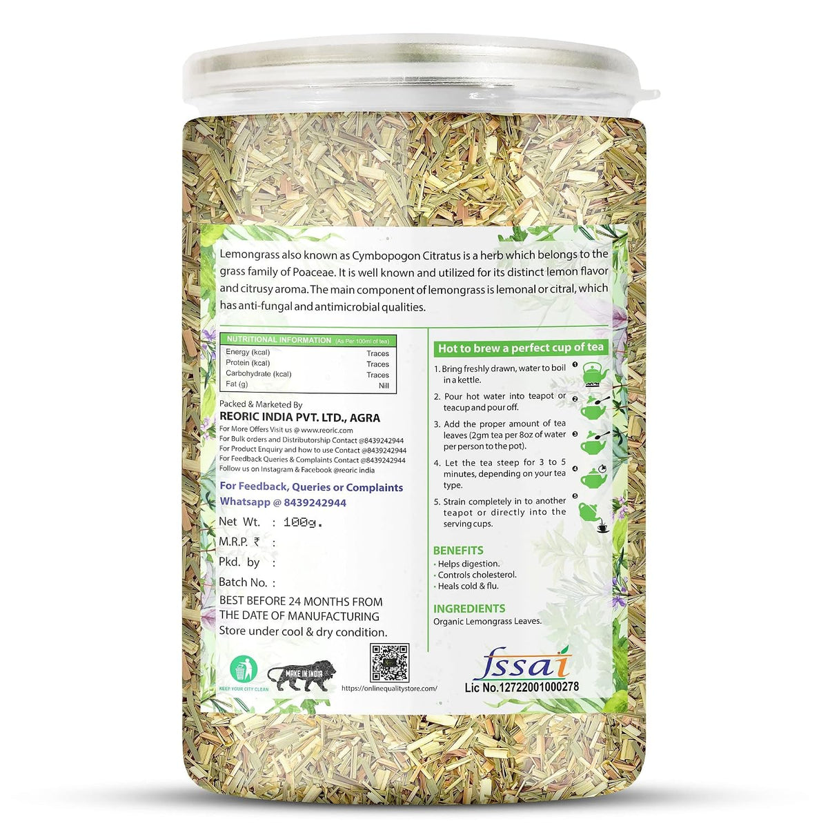 BRALCON Organic Herbal Tea Combo Pack- Hibiscus Flower Tea, Butterfly Pea Flower Tea, Rose Flower Tea, Lemongrass Tea- 400g(100g x 4)