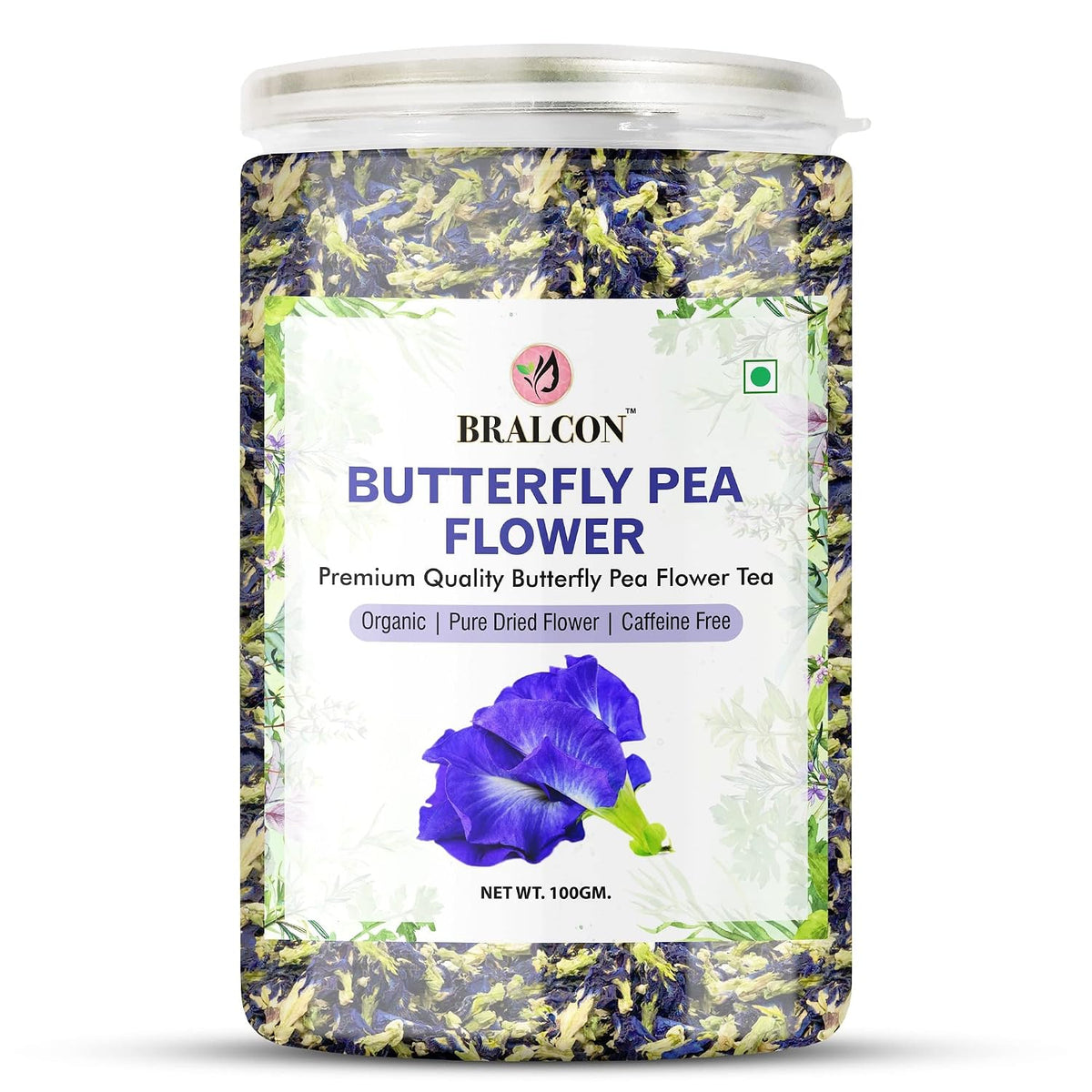 BRALCON Organic Herbal Tea Combo Pack- Butterfly Pea Flower Tea and Chamomile Flower Tea- 200g(100g x 2 Pack)