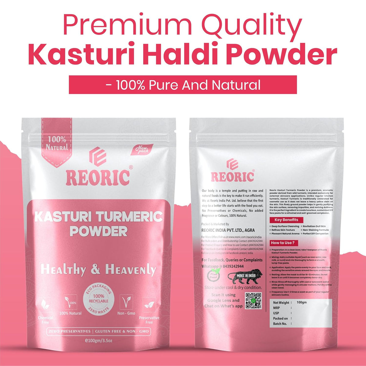 REORIC Kasturi Haldi Powder for Face Pack -100g