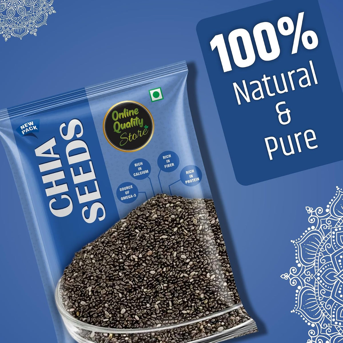 Online Quality Store Organic Chia Seeds -100gm | Omega 3 and rich in Fiber, Calcium & Protien
