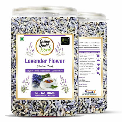 Online Quality Store Lavender Flower Tea -100g | Sun Dried Lavender Flowers Herbal Tea | Stress Relief| Iced Tea