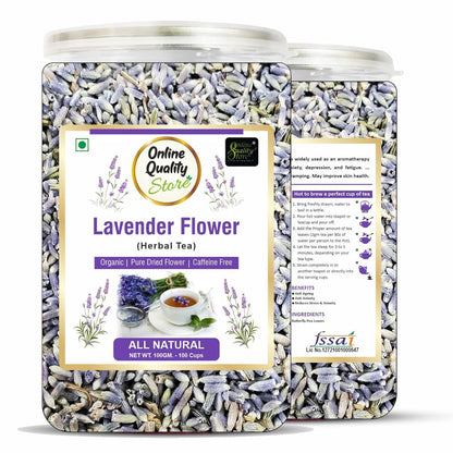Online Quality Store Lavender Flower Tea -100g | Sun Dried Lavender Flowers Herbal Tea | Stress Relief| Iced Tea