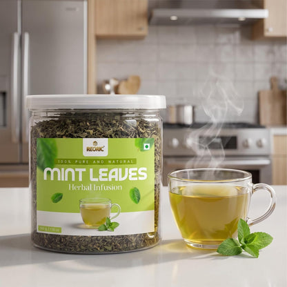 REORIC Mint Tea 50g | Refreshing Dried Mint Leaves Herbal Infusion | Cool Aromatic Loose Leaf Tea Blend | Daily Hot & Iced Beverage Brew