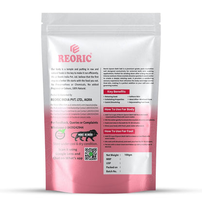 REORIC Pure Epsom Bath Salt 900g (Pack of 9 x 100g)
