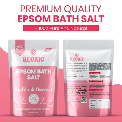 REORIC Pure Epsom Bath Salt 900g (Pack of 9 x 100g)