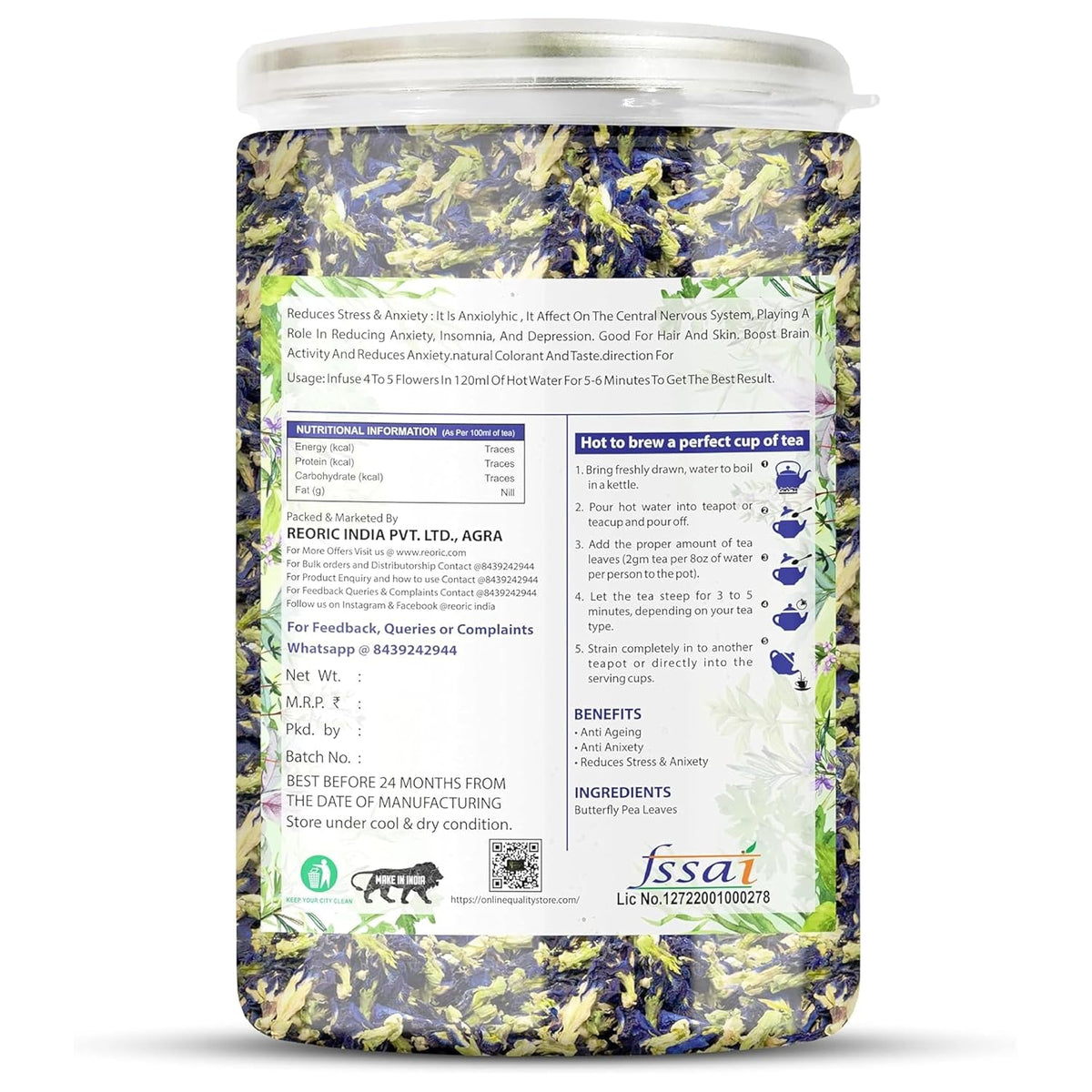BRALCON Hibiscus Flower Tea and Butterfly Pea Flower Tea- 100g(50g x 2 Pack)