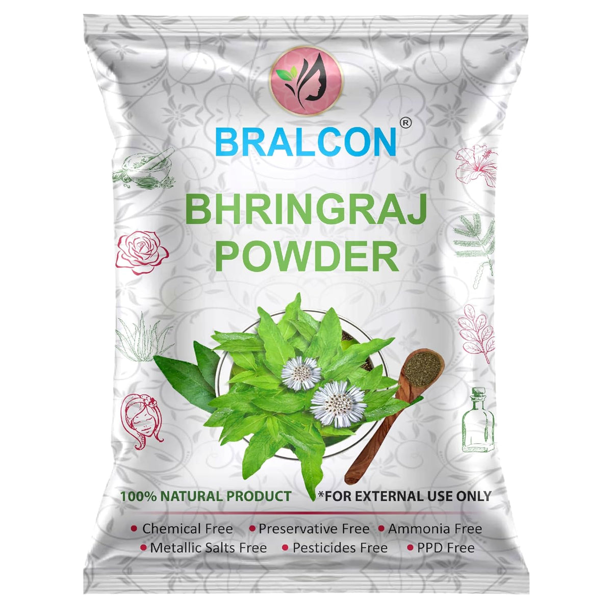 BRALCON Bhringraj Powder for Hair Oil, Hair Masks & Packs (100g) - 100% Natural, Chemical Free