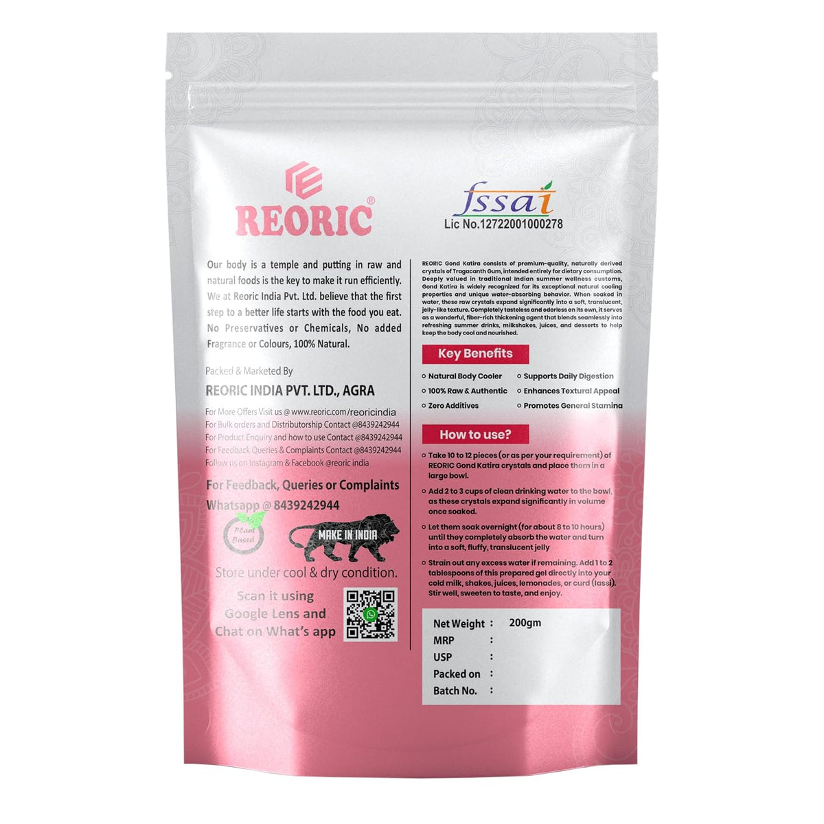REORIC Pure and Natural Gond Katira 200g