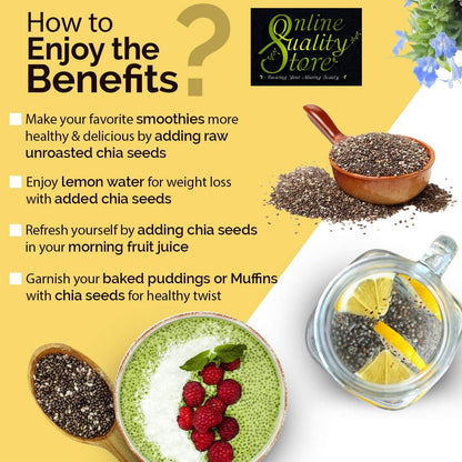 Online Quality Store Organic Chia Seeds -200gm(2x100gm) |Omega 3 and rich in Fiber, Calcium & Protien