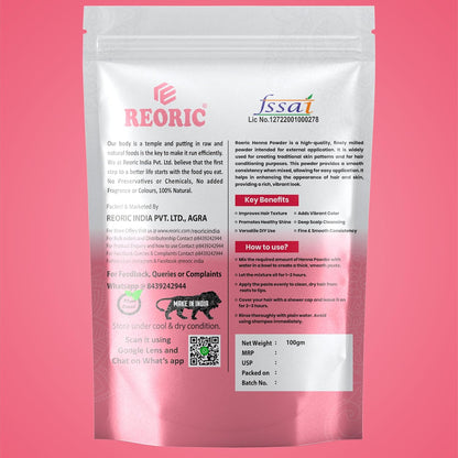 REORIC Henna Powder 100g and Indigo Leaf Powder 100g Combo