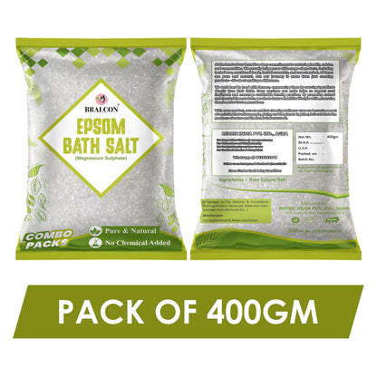 BRALCON Epsom Salt for Foot Soak & Bath - 400g | Natural Bath Salt for Relaxation & Soothing Experience | Bath Salt for Spa, Foot Care & Daily Wellness Use
