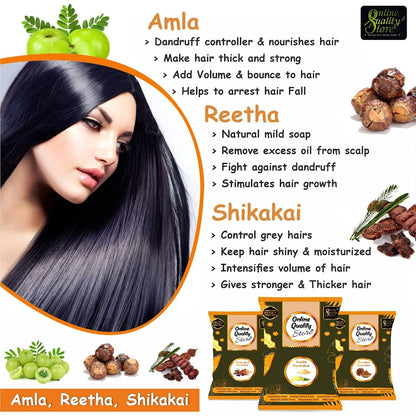 Online Quality Store Amla, Reetha, Shikakai, Bhringraj and Hibiscus Powder for Hair |hair mask for dry and frizzy hair |hair pack powder |hair pack combo |hair mask for smoothening hair,1400g