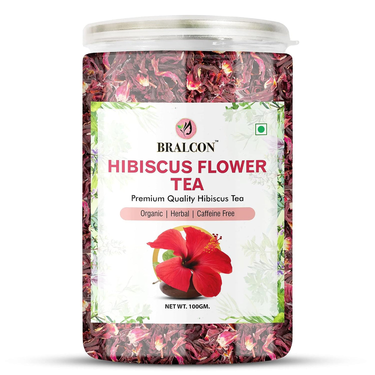 BRALCON Organic Herbal Tea Combo Pack- Hibiscus Flower Tea, Butterfly Pea Flower Tea, Rose Flower Tea, Lemongrass Tea- 400g(100g x 4)