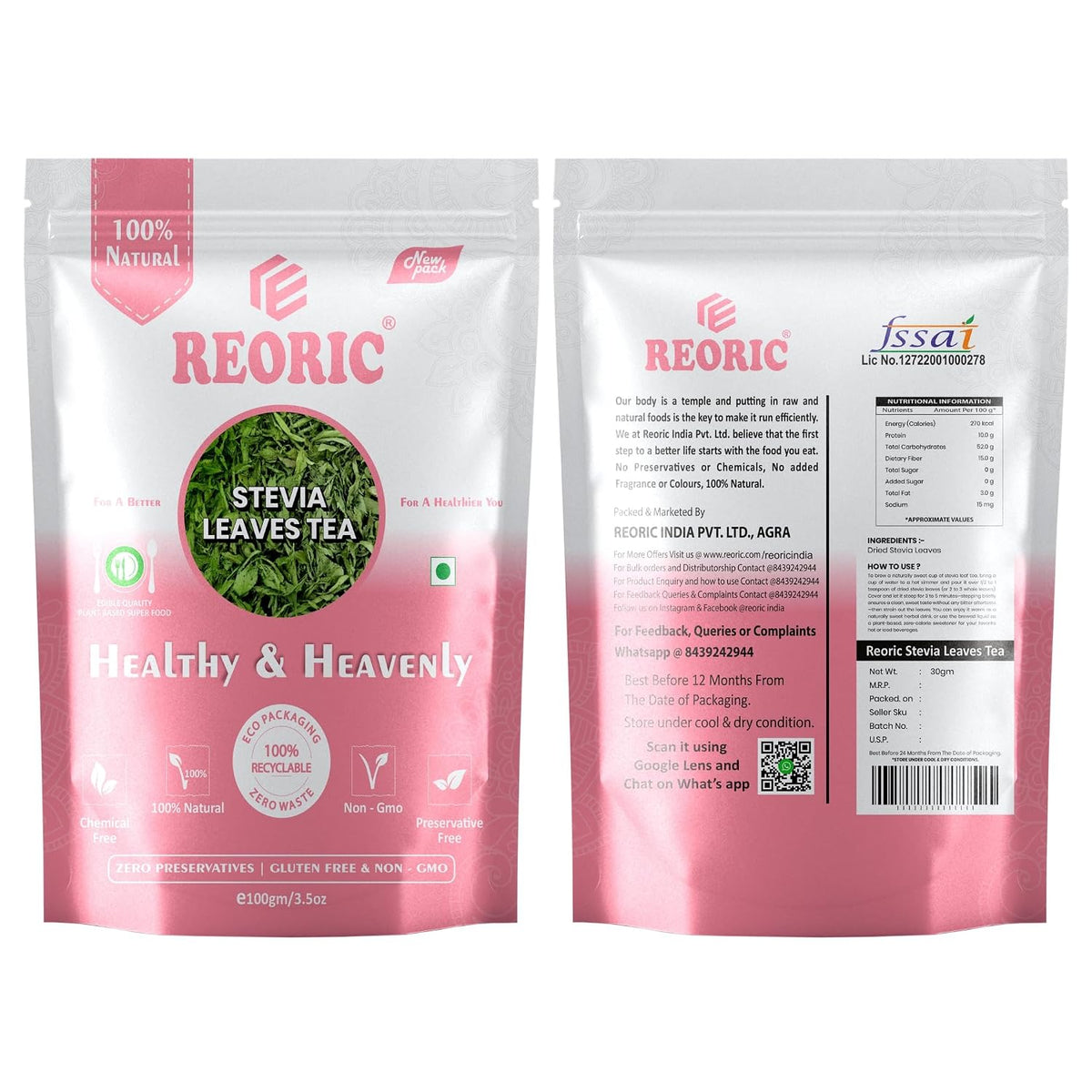 REORIC Dried Stevia Leaves Tea 30g