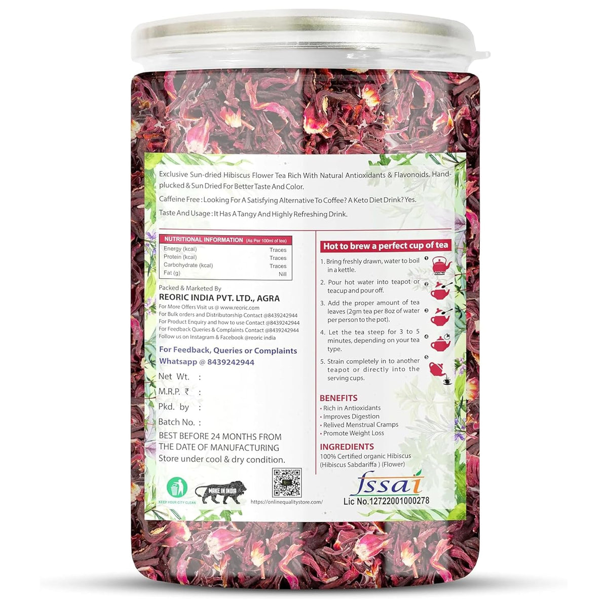 BRALCON Hibiscus Flower Tea and Butterfly Pea Flower Tea- 100g(50g x 2 Pack)