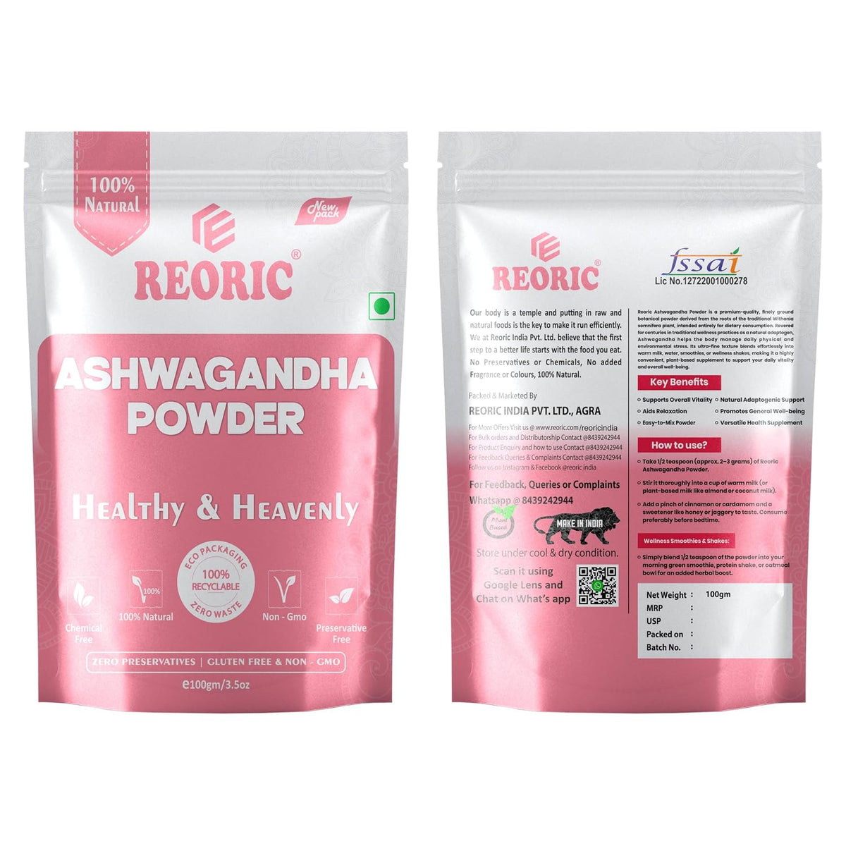 REORIC Ashwagandha Powder -100g