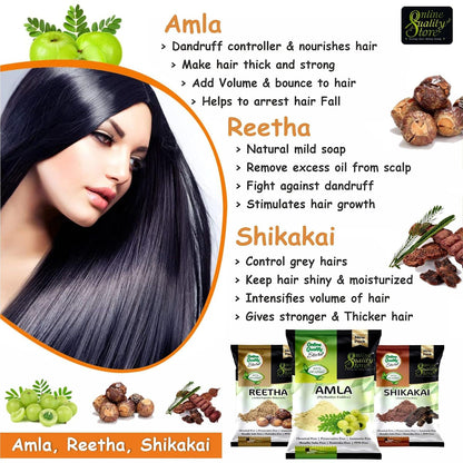 Online Quality Store Amla Reetha Shikakai Bhringraj and Hibiscus Powder for Hair