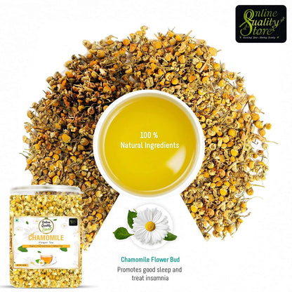 Online Quaity Store Organic Chamomile Flower Tea - 50g | Caffeine Free Herbal Tea | Sleep Tea & Stress Relief | 100% Natural Chamomile Flower Tea Leaves