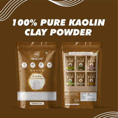 BRALCON Pure Kaolin Clay Powder 100gm – Natural Cosmetic Grade, Gentle for DIY Skincare & Face Masks